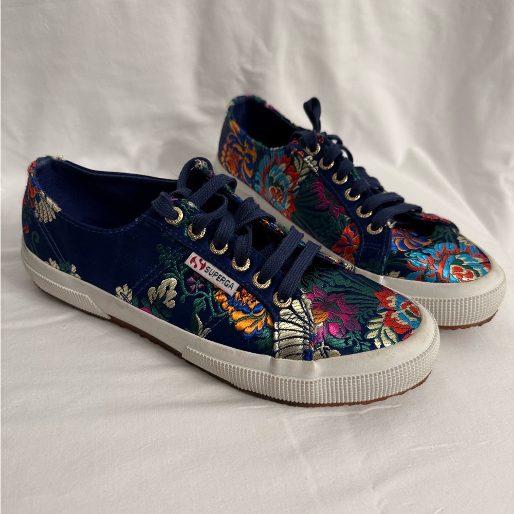 Superga Women's Floral Canvas Sneakers - Navy Multicolor